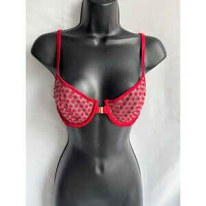 Victorias Secret Luxe Starburst Bra Unlined Demi Embroidered Front Closure 32D